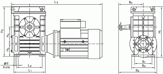 Мотор-редуктор МЧ100, МЧ125, МЧ160